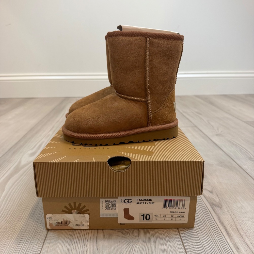 NEW UGG Australia T Classic Chestnut Suede Toddler Boots 5251TT Size 10